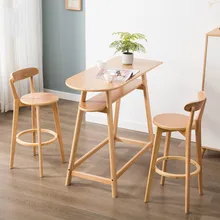 Твердый деревянный скандинавский барный стул современный минималистичный домашний барный стул спинка высокий стул обеденный стол стул Ретро Барный Стул