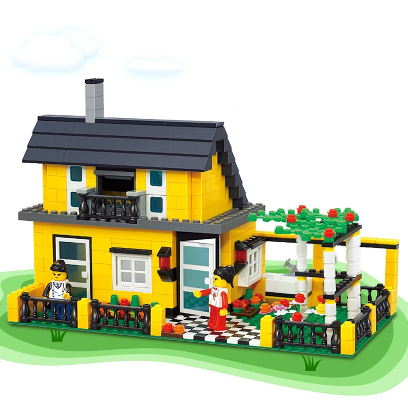 Городская архитектура вилла модель коттеджа пляжная хижина модульный дом деревенские строительные блоки совместимый бренд Друзья игрушка подарок