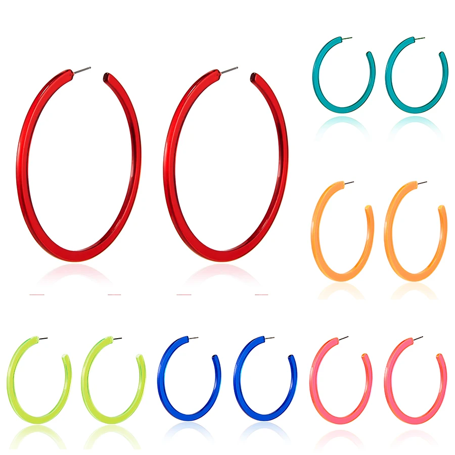 

Neon Color Big Hoop Earrings Earrings Accessories Fashion Exaggerated Hoop Ear Loop Smooth Circle for Women Girl's Jewelry