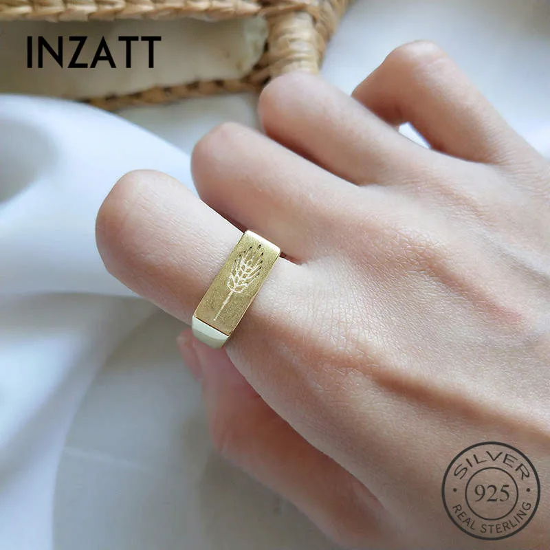 INZATT, настоящее 925 пробы, серебро, минималистичный значок, прямоугольное кольцо для модных женщин, Трендовое ювелирное изделие, аксессуары, подарок
