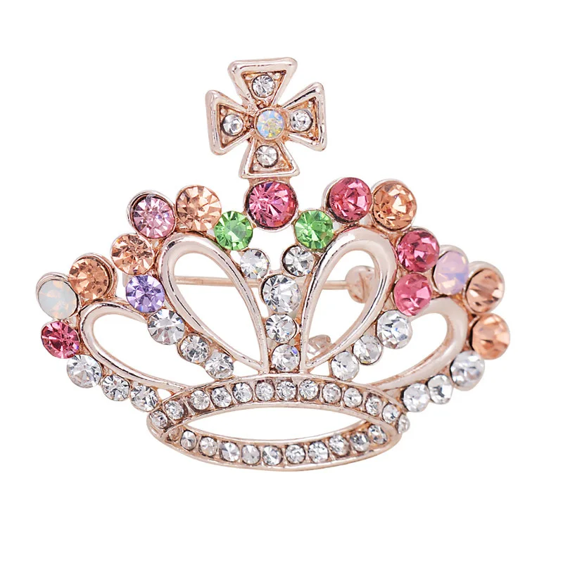 2 Styles Crystal Crown Brooches For Women And Men Alloy Metal Banquet