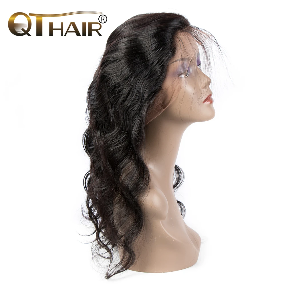 

QT 360 Lace Frontal Body Wave Pre Plucked Natural Hairline With Baby Hair Indian Remy Human Hair Can Match Bundles