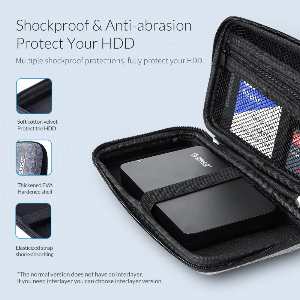 Orico 2.5 Polegada Caixa de Bolsa de Proteção Hdd para o Armazenamento Externo Hdd Power Bank Usb Disco Rígido Cabo Fone de Ouvido Multifuncional Bolsa - Imagem 6
