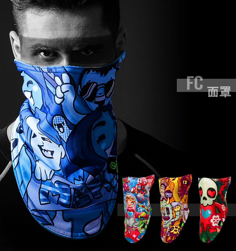 Professional Skiing Bandana outdoor fleece warm tri angle scarf 50 optional pattern on