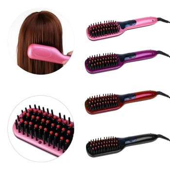 

Professional Salon Anion Heating Hair Straightener Styling Massage Comb Brush