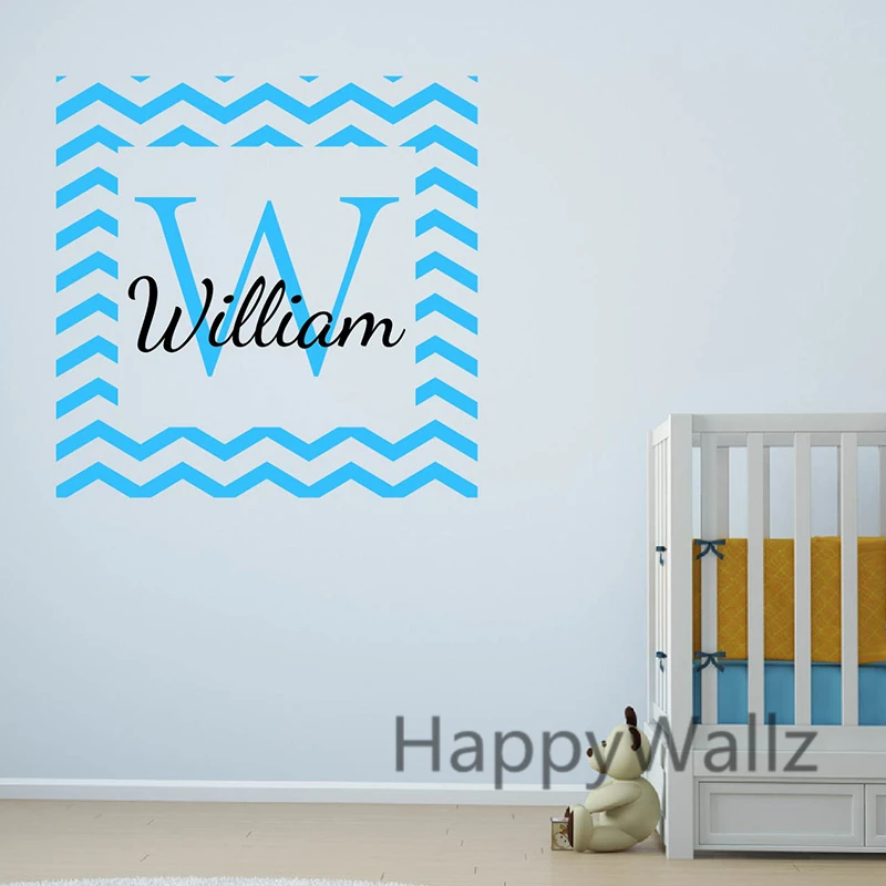 Baby Nursery Custom Name Wall Sticker DIY Custom Name Chevron Wall Decal Kids Room Children Name
