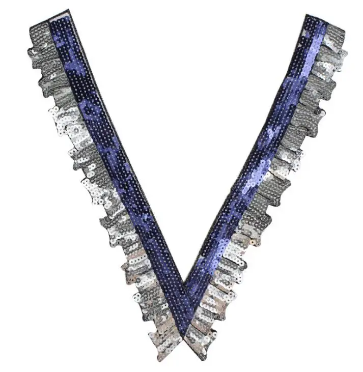 

Blue Lace Collar Sequins Patch Applique For T-shirt Clothing Diy Decoration Sew on Patches Women's Garment Accessories