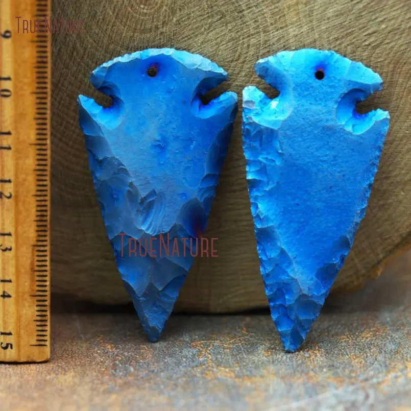 20171208-PM8215- Blue Flint Pendant Titanium Hammered Arrowhead Pendant_3