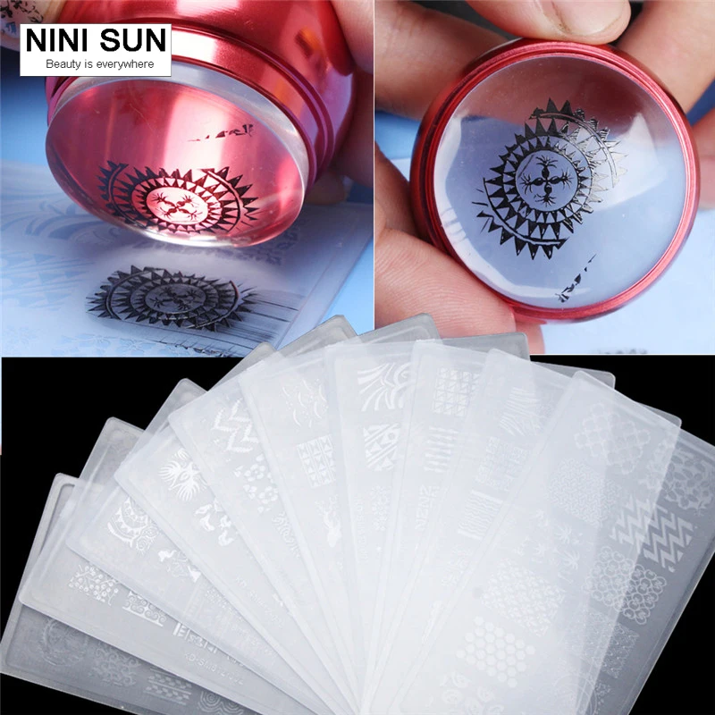 

3Pcs/Lot Plastic Nail Art Stamping Plates Clear Stamper Nail Stamping Plates Manicure Template Nail Tools Manicure 10 Patterns