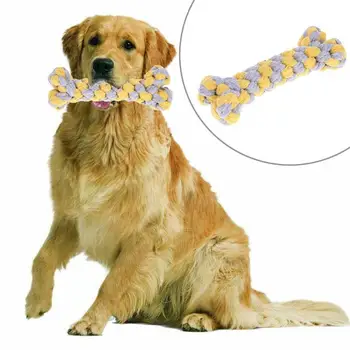 

1pc Pet Cotton Rope Dog Toy Molars Chewing Toy Puppy Tooth Cleaning Bone Bite-Resistant Teething Toy For Dogs