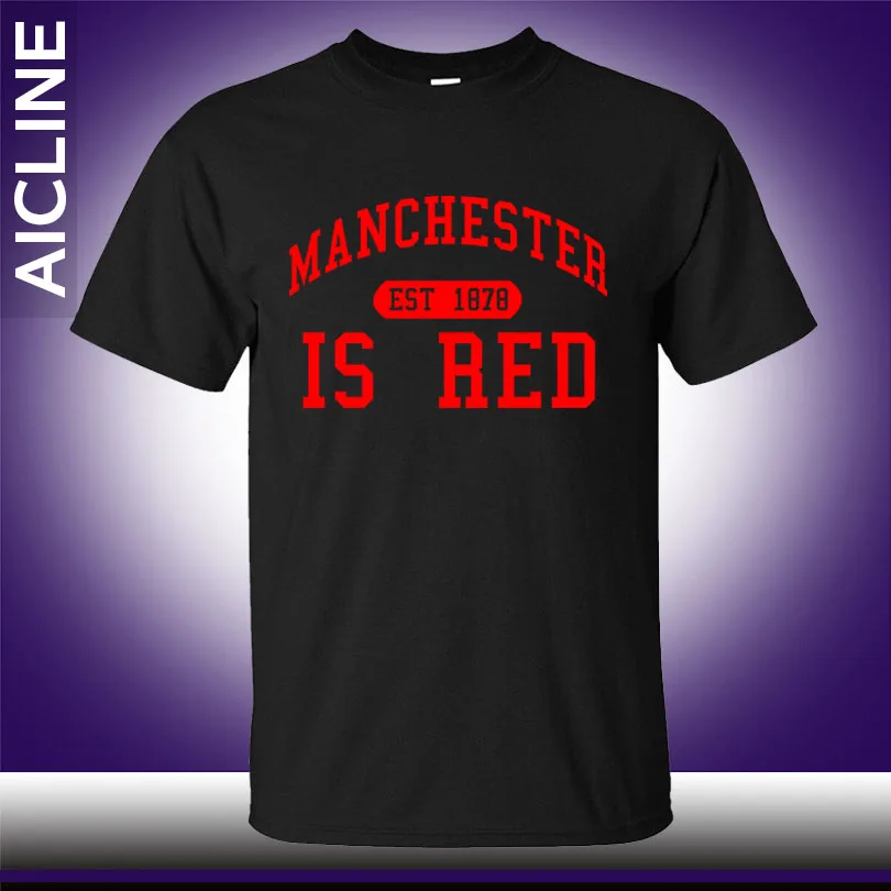 

New United Kingdom Red Letter Print T Shirt Men Cotton O-Neck Manchester Tee Shirts Camisa Masculina tee