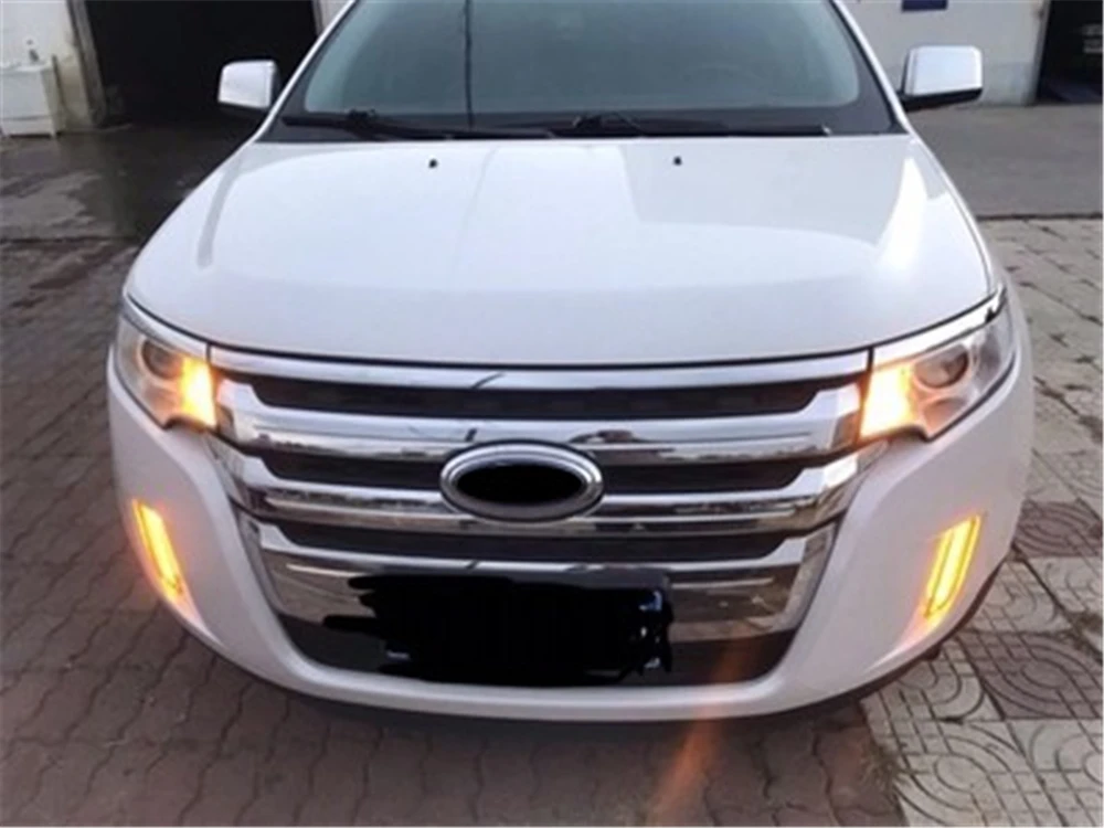 Автомобильная проблесковая дневные ходовые огни для Ford Edge 2009 2010 2011 2012 2013 дневного света автомобильные дневные ходовые огни с сигналом поворота колпак противотуманных фар