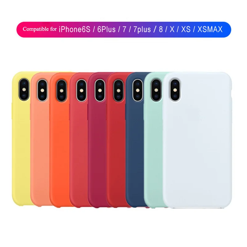 

10pcs logo silicone case for iphone 6 s 7 8 plus iphone x xr xs max cases liquid silicon cover covers retail package kryt husa