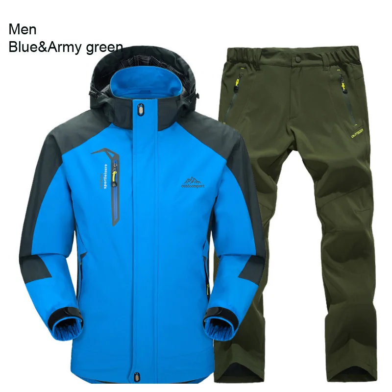 El Ártico hombre de luz Trekking senderismo pesca al aire libre abrigo y pantalones conjunto de deportes sola chaqueta y de secado rápido Pantalones traje de L-5XL El Ártico hombre de luz Trekking senderismo pesca al aire libre abrigo y pantalones conjunto de deportes sola chaqueta y de secado rápido Pantalones traje de L-5XL
