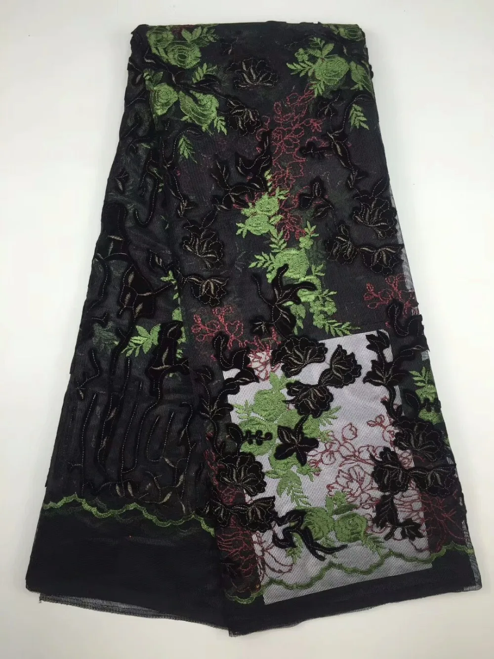 

Latest Nigerian Laces 2017 High Quality Mesh Embroidered velvet Lace African Net Mesh Tulle Lace Fabric dp041