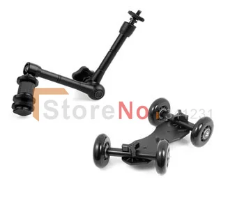 2 in 1 11&quot Adjustable Friction Articulating Magic Arm + Black Mini Desktop Camera Rail Car Table Dolly Video Slider | Электроника