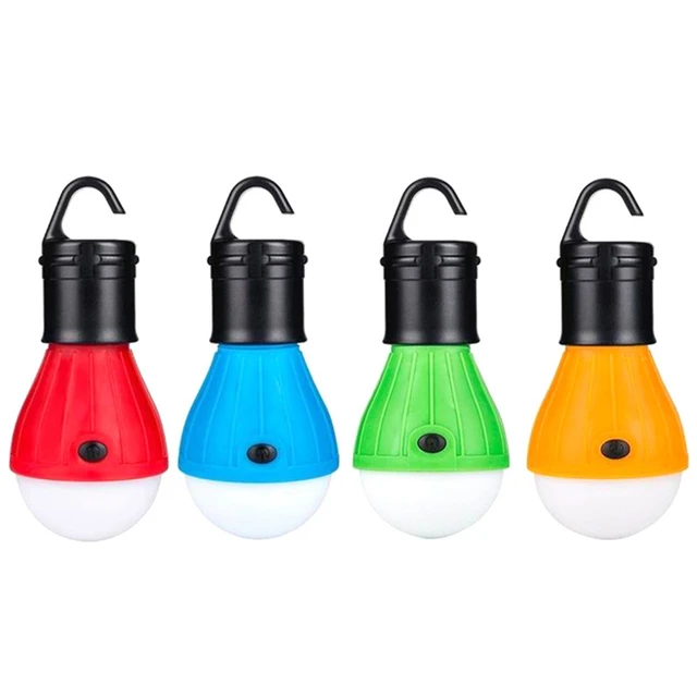 Portable outdoor Hanging 3LED Camping Lantern,Soft Light LED Camp Lights Bulb Lamp For Camping Tent Fishing 4 Colors,AAA Battery