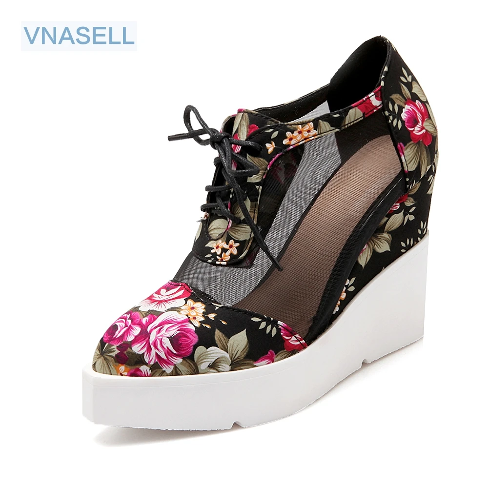 wedge platform pumps