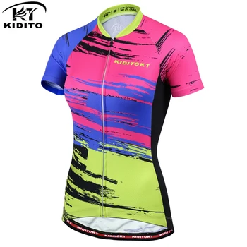 

KIDITOKT Breathable Women Cycling Jersey Quick-Dry Cycling Bicycle Clothing Summer MTB Bike Shirt Mountain Bicycle Clothing