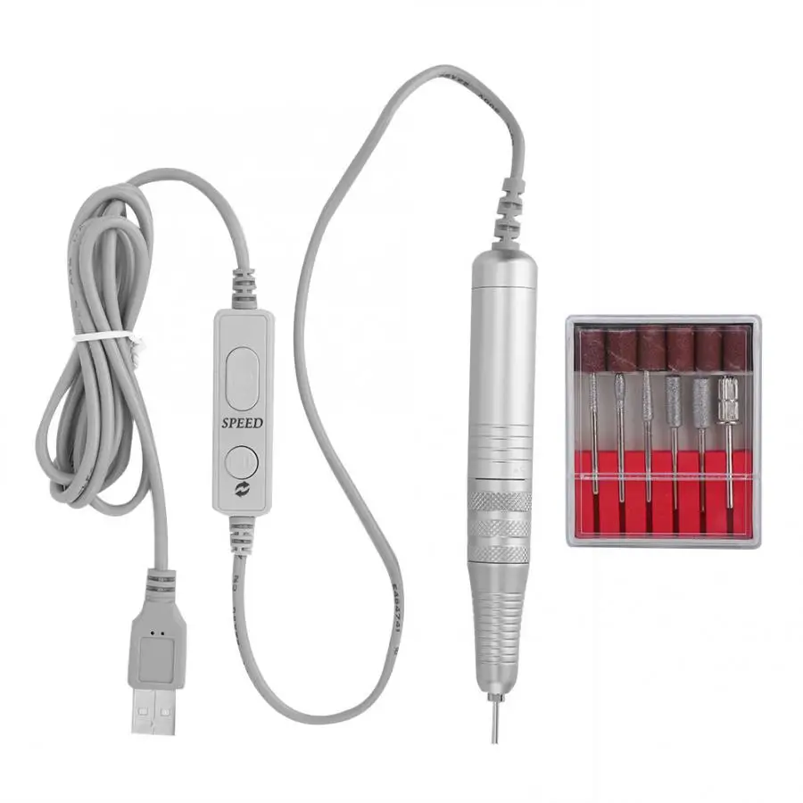 

Professional Electric Nail Drill Pen wiht 6 Drill Bits Replacement and Sanding Band Manicure Pedicure Polisher Machine Kit