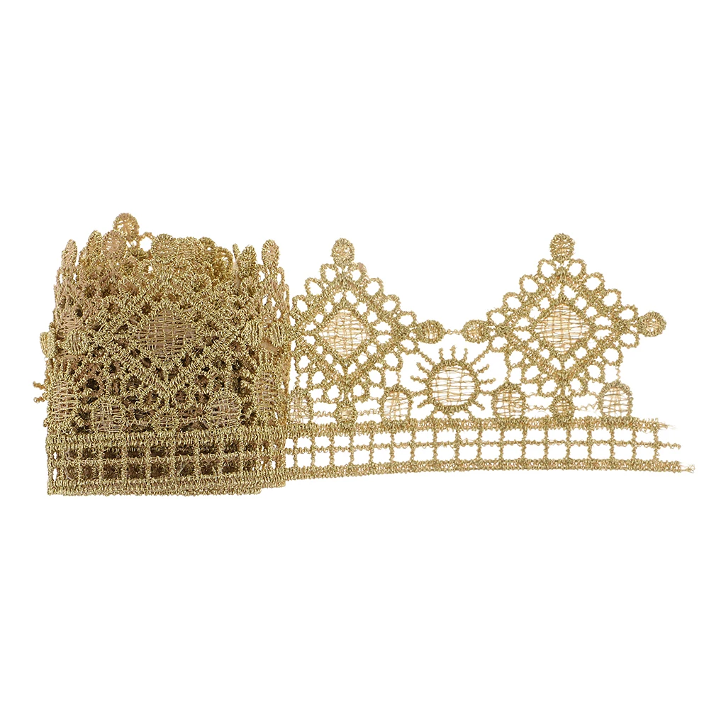 1 Yard Golden Metallic Embroidery Lace Trim Sewing Supplies DIY Crafts