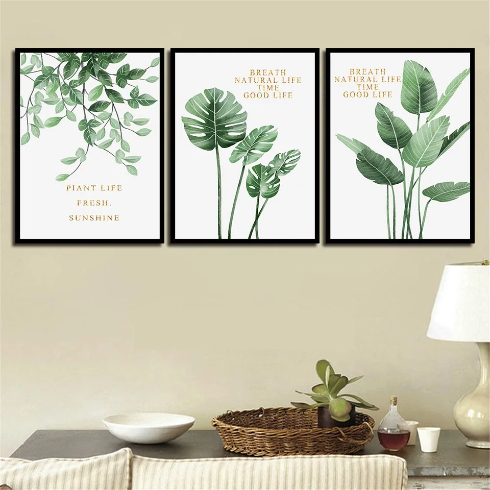 Watercolor Plant Leaves Poster Print Wall Art Canvas Painting Nordic Style Picture for Living Room Home Decor Cactus Decoration | Дом и сад