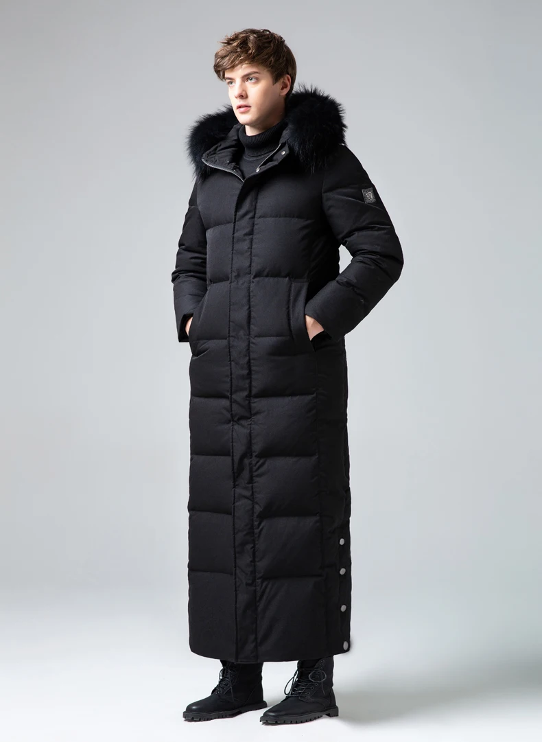 AYUNSUE зимняя мужская куртка на гусином пуху, длинное пальто, мужская куртка с воротником из меха енота размера плюс, теплые мужские куртки Doudoune Homme 0008 KJ1334