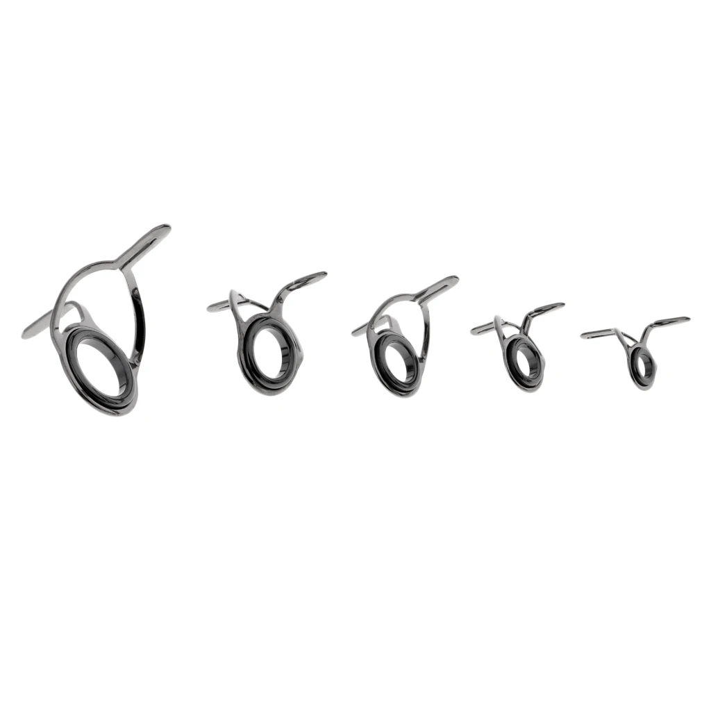 5pcs 4mm 5mm 7mm 8mm 11mm Fishing Rod Guides Eye Rings Rod Top Ring DIY Fishing Rod Building Tip Repair Kit Silver 5 Sizes