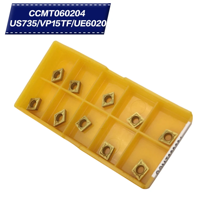 

10pcs Hard Alloy CCMT060204 US735/VP15TF/UE6020 Carbide inserts Internal Lathe cutter Turning Tools Tokarnyy CNC turning insert