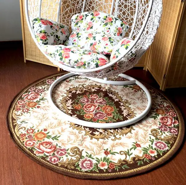 Жаккардовый круглый ковер Европейский стиль диаметр 80 см супер мягкий коралловый флис ковер для гостиной детский коврик для спальни