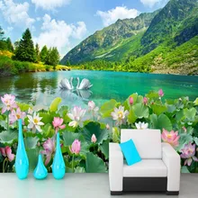 Дропшиппинг Fatman цветок обои Лебедь пейзаж с озером 3d настенные фрески гостиная фото обои покрытия стен Papel Parede