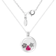 75 см Большой плавающий медальон кулон и ожерелье с 3 шт samll внутренние части 925 пробы серебряные ювелирные изделия