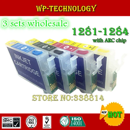 [3 комплекта оптом] пустой картридж для заправки T1281-T1284 подходит Epson S22 SX125 SX130 SX230