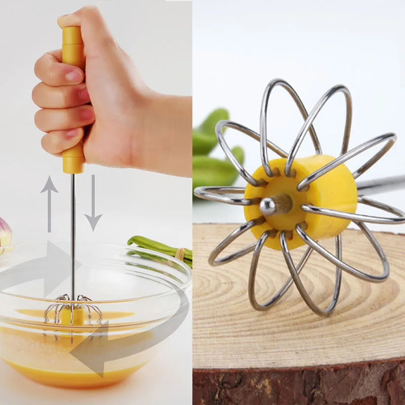 

Semi-automatic Egg Beater Mixer Self Turning Egg Cream Coffee Milk Stirring Whisk Manual Handheld Blender Kitchen Tools