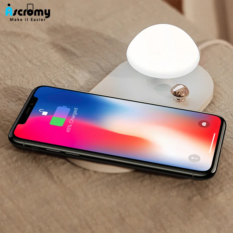 Беспроводное зарядное устройство Ascromy Mushroom Qi ночник зарядная подставка для iPhone X 8