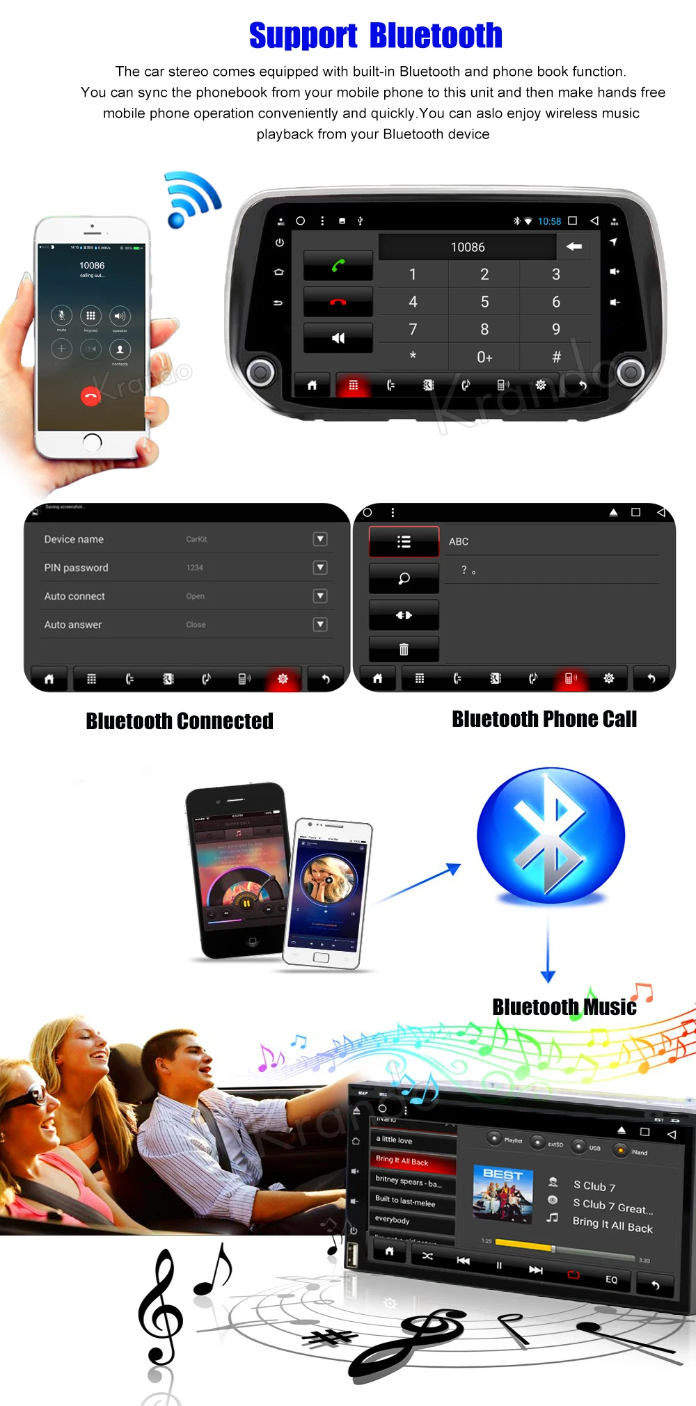 Krando Android car radio gps navigation multimedia system for hundai santa fe tucson 2018 2019
