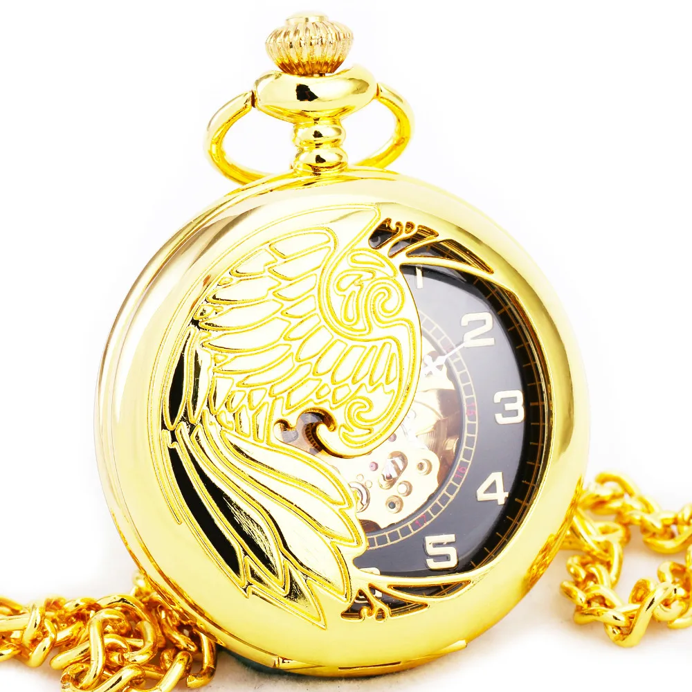 TD Top Brand Luxury Unisex Golden Pocket Watches Automatic Mechanical Movement Secular Bird
