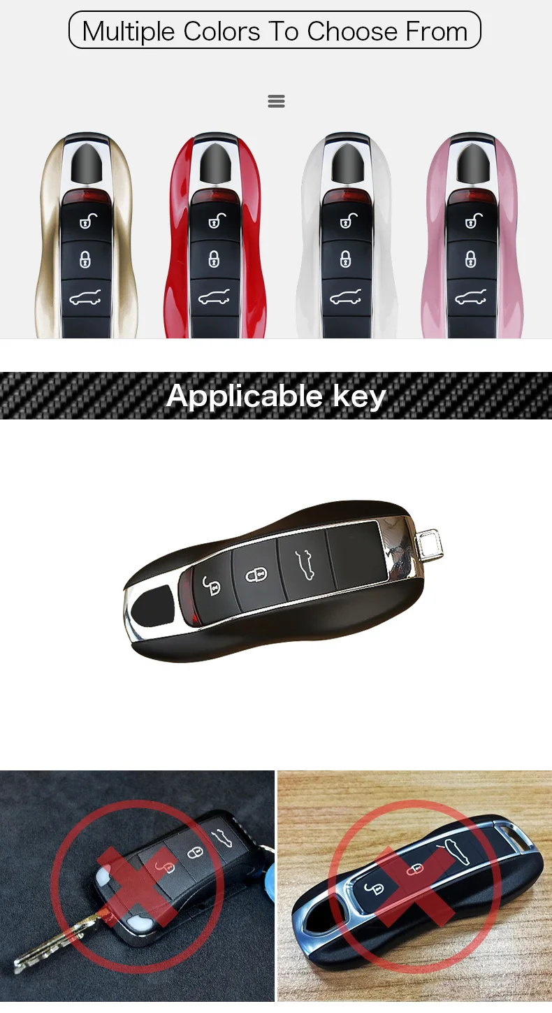 Airspeed 3pcs Car Key Case Key Cover Shell for Porsche Panamera Macan Cayenne Carrera Boxster Cayman 911 970 981 991 Accessoires (2)