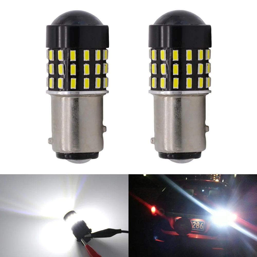 2pcs Super Bright White 1157 BAY15D 3014 54SMD Lens LED Replacement