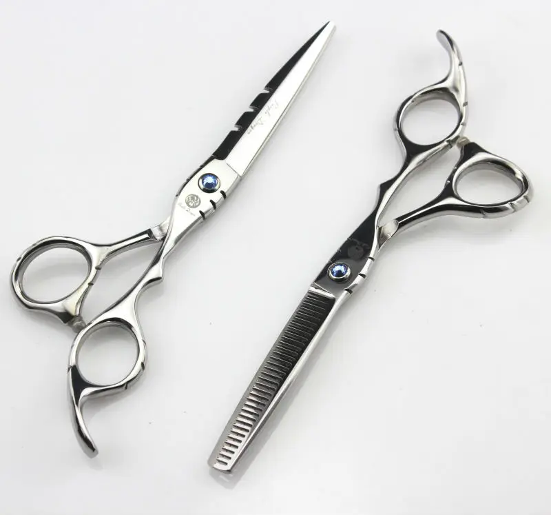

6.0/5.5 Inch Purple Dragon Barber Scissors Blue Diamond Hair Cutting Scissors Hair Thinning Scissor Free Shipping