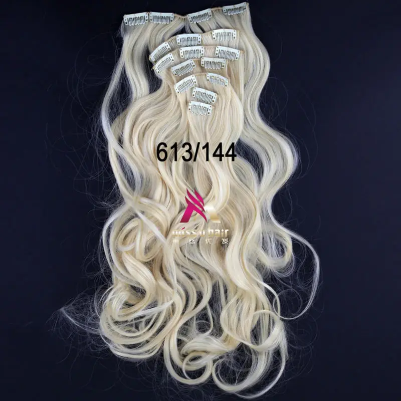 Miss U Hair 1" 45 см 130 г длинные волнистые синтетические заколки для наращивания волос штук 7 шт./компл. Термостойкое волокно