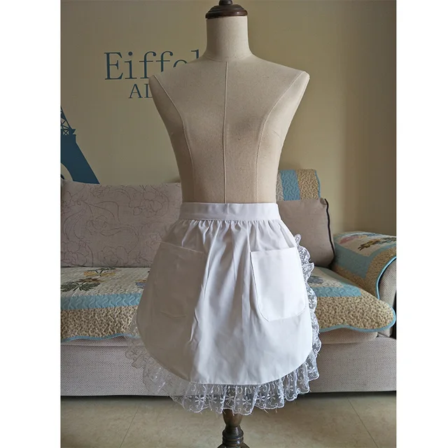 Bianco Mezza Vita Bistro Ristorante Lace Ruffle Donne Grembiule Da Cucina Aventa Bianco Mezza Vita Bistro Ristorante Lace Ruffle Donne Grembiule Da Cucina Aventa