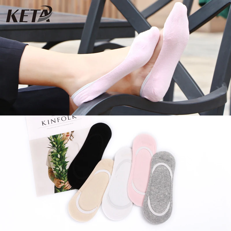 

[KETA] 5Pairs/lot Candy Color Short Cotton Women Socks Casual Colorful Cute Ankle Socks Female Fashion Boat Invisible Socks