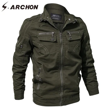 

S.ARCHON Spring Autumn Military Pilot Jackets Men US Air Force Tactical Cotton Bomber Jacket Casual Flight Army Outerwear & Coat