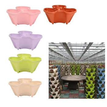 

Outdoor Colorful Irregular Round Plastic Plant Flower Pot Tray Garden Home Office Decor Planter Desktop Flower Pots Durable