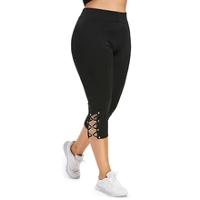 Plus Size 5XL High Waist Sexy Side Cut Out Skinny Leggings Women Fitness Leggins Capri Legins Summer 2019 Ladies Big Size Pants empire waist plus size cut out t shirt