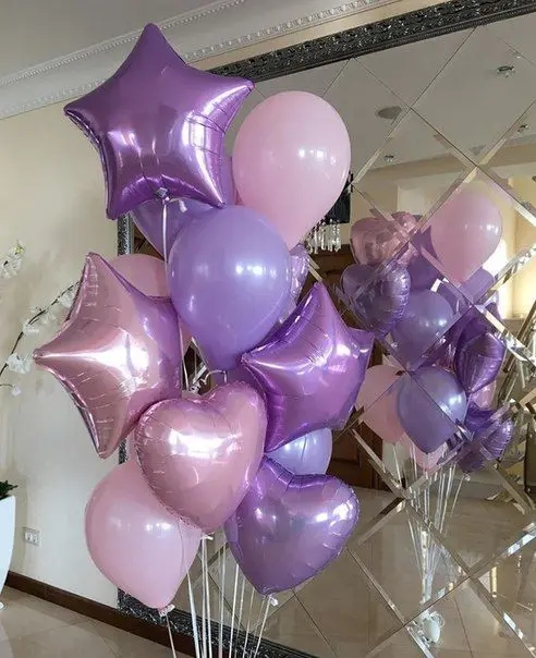 10 шт фиолетовые воздушные шары из фольги в форме звезды и сердца, свадебные украшения, гелиевые шары с днем рождения, украшения для детской вечеринки - Цвет: 10pcs