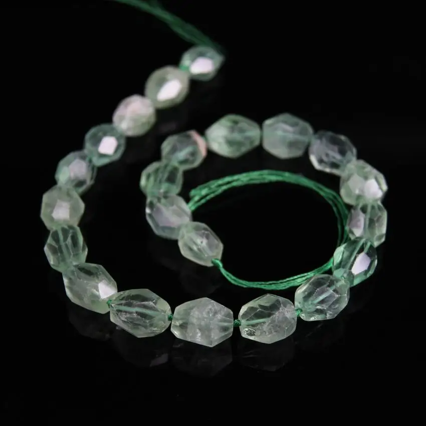 

15.5"/strand Natural Green Fluorite Faceted Nugget Loose Beads,Stone Gems Freeform Cut Slab Nugget Necklace Pendants Jewelry