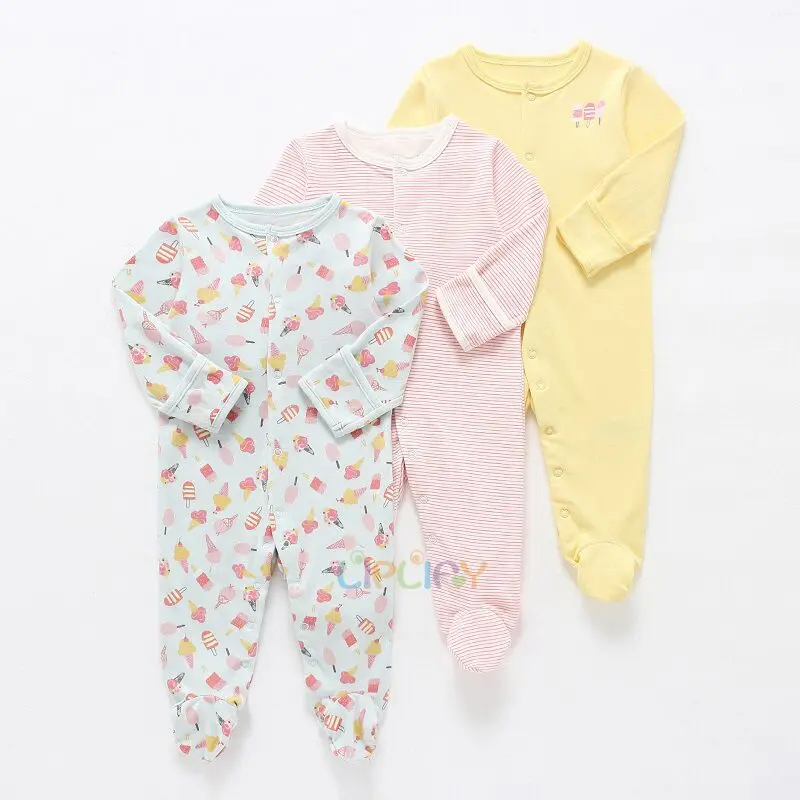 3Pcs/Pack Baby Cotton Clothes Set Newborn Rompers Infant Long Sleeve cartoon Jumpsuit Baby Boys Girls Sleepsuit 0-12Months