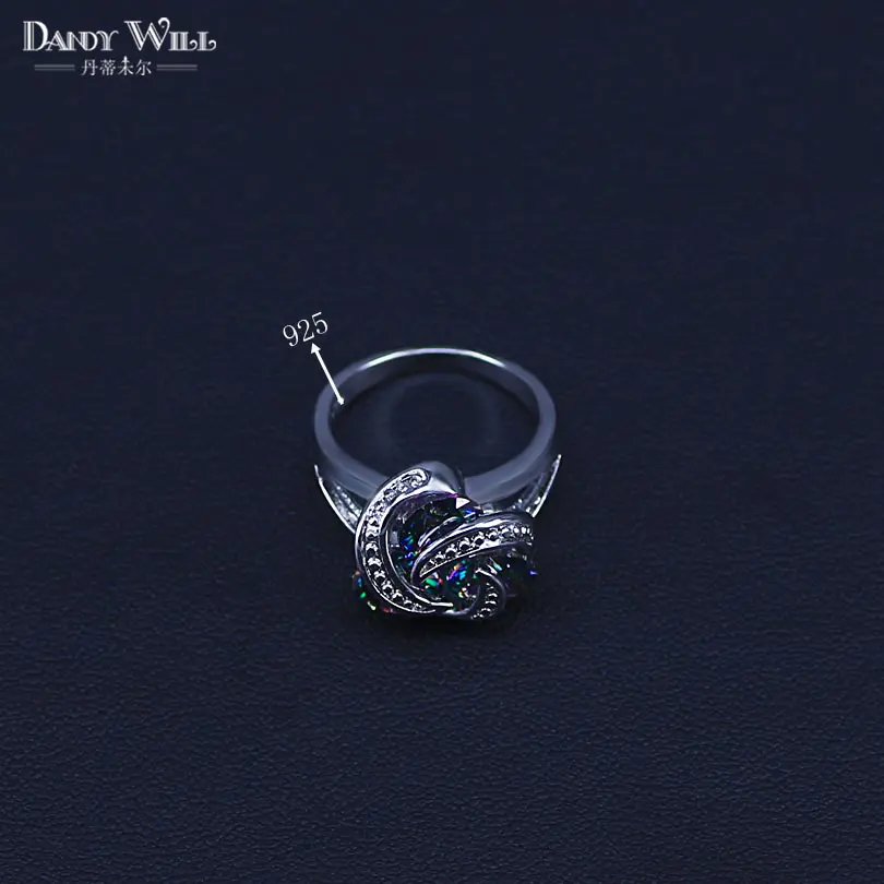 Классический многоцветный Радужный циркон для женщин 925 Sterlig серебряные Ювелирные наборы ожерелье кулон серьги кольца